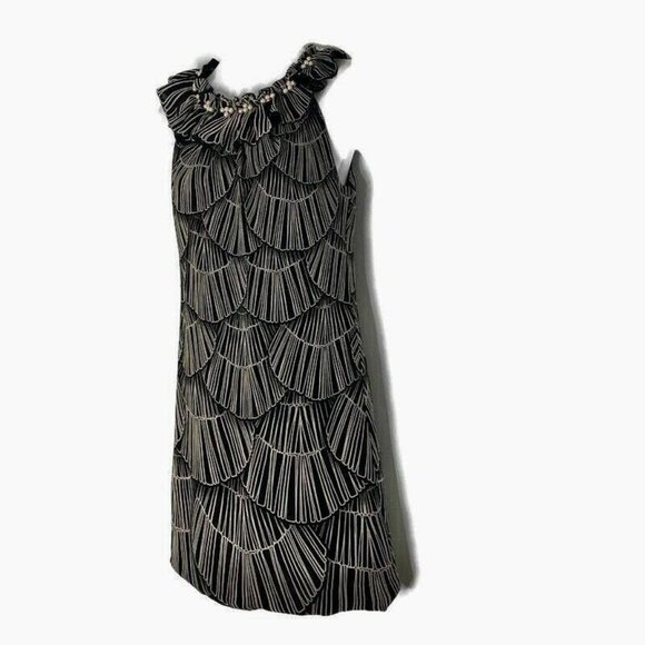 Donna Ricco New York Silk Shift Dress Womens Size 4  Beaded Neck - Picture 4 of 10